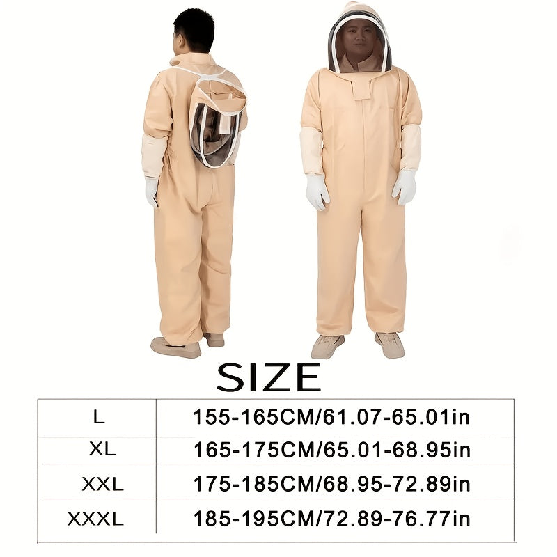 Full Body Bee Suit 3-Layer Breathable Veil Hood Gloves Filter Screen for Garden, Patio and Yard Use