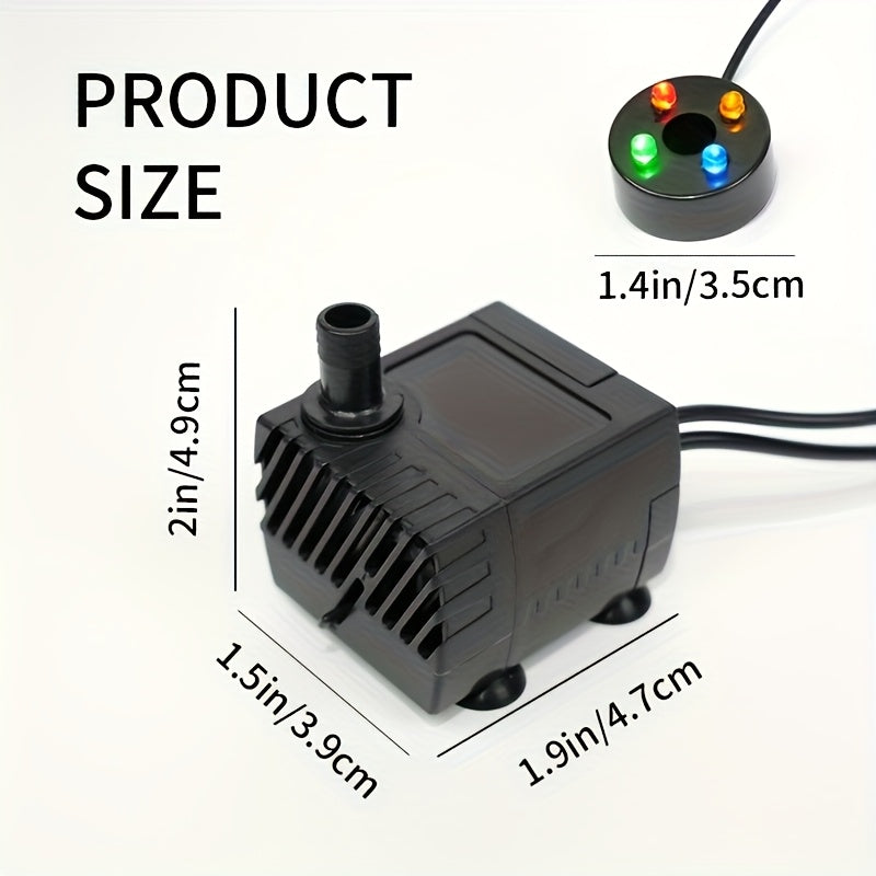USB Fountain Pump for Aquarium Fish Tank for Garden, Patio and Yard Use, with the Listed Configuration