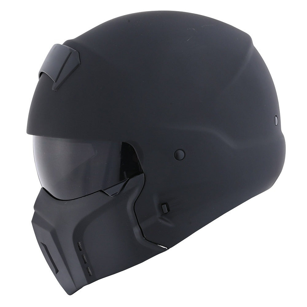 Motorcycle Helmet Convertible Full/Open-Face Shell with Detachable Mask, Smoked Shield, S-XL Sizes and Multiple Styles