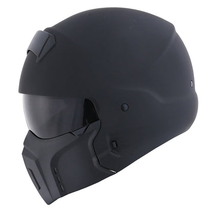 Motorcycle Helmet Convertible Full/Open-Face Shell with Detachable Mask, Smoked Shield, S-XL Sizes and Multiple Styles