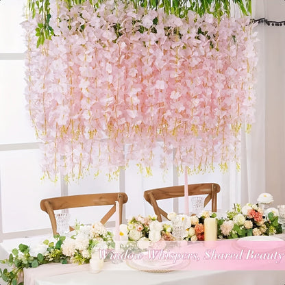Artificial Flowers 24-Pack Wisteria Vine Garland with 3.6FT Silk Strands in Five Color Options