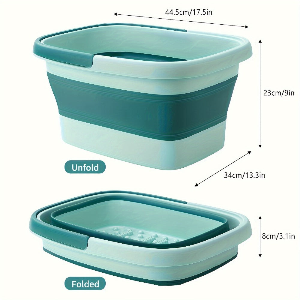 Large Collapsible Foot Soak Tub 15L 4 Gallon Foot Bath Basin Massage Acupoints Handles Foldable Multifunction Plastic Bucket Pedicure Bowl