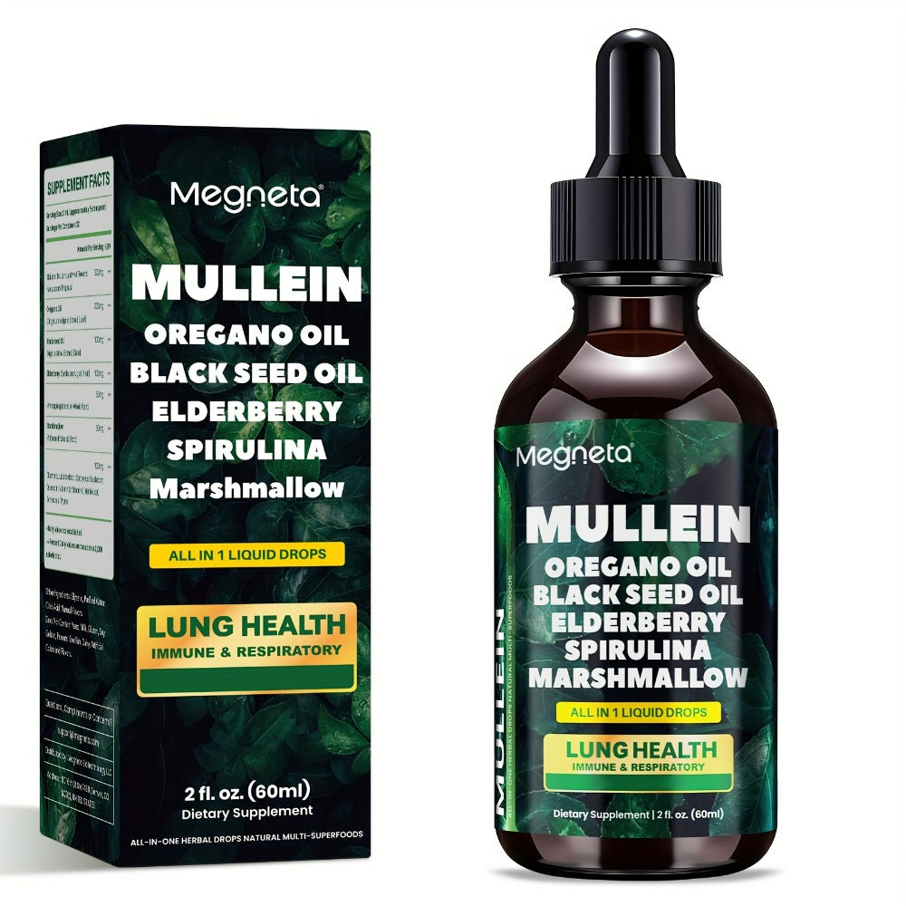 Mullein Leaf Liquid Drops for Lung Health & Respiratory Support, Natural Herbal Formula for Breathing Comfort