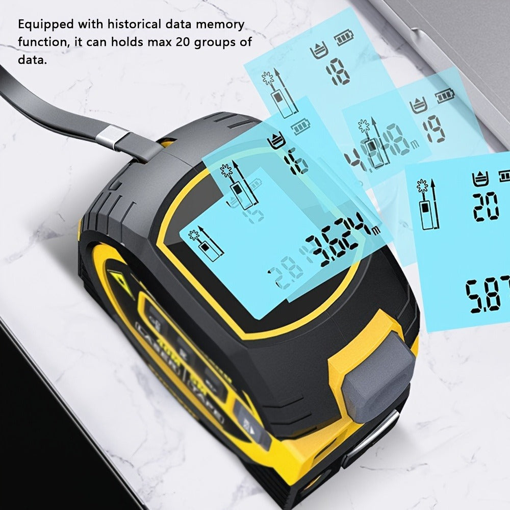 Laser Distance Meter 3-in-1 60M Laser Rangefinder with 5M Tape Measure Laser Cross Line Area for Entryways, Bedrooms and Living Spaces