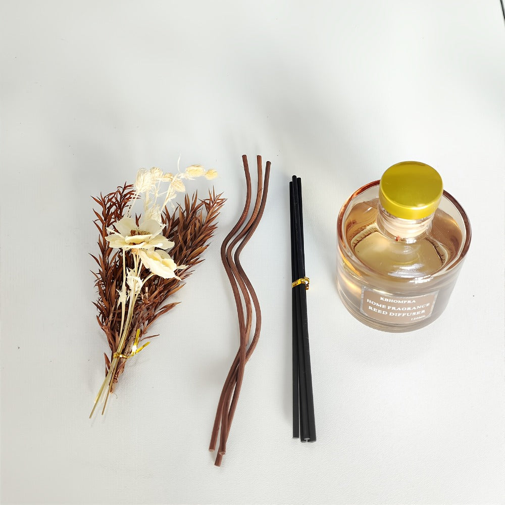 Reed Diffuser Set with Dried Flowers, Jasmine, Cedar, Sandalwood & Gardenia Scents, 120ml 90-Day Home Fragrance