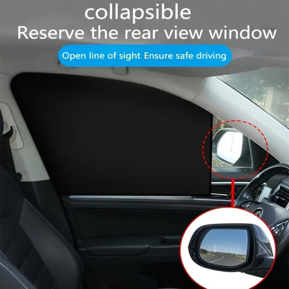 Car Sunshade Magnetic 4-Piece Set with 8 Magnets | Black Mesh UV Protection Window Blocker, Privacy Screen, Easy Install