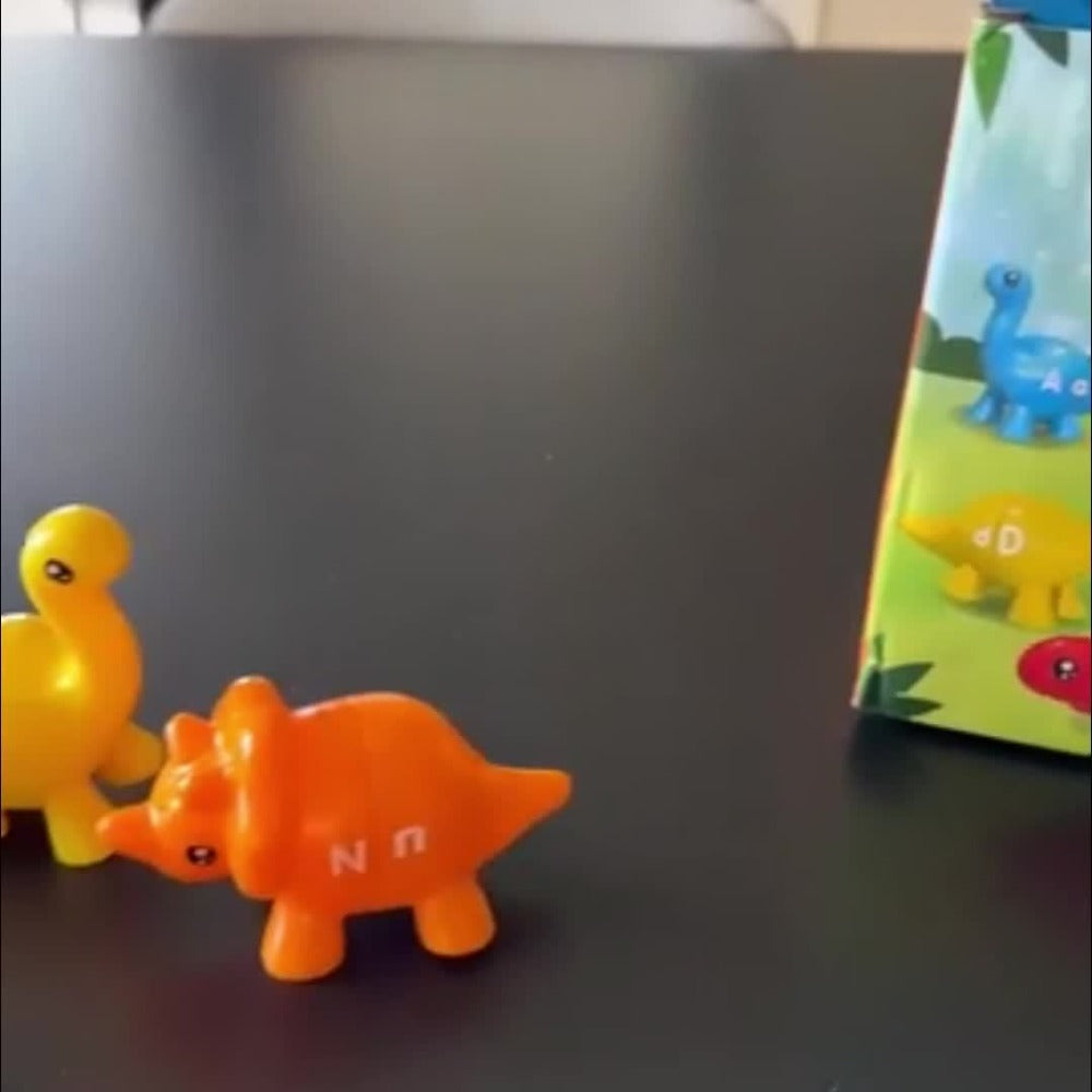 Dinosaur Number Matching Toy for Toddlers, 10 Pairs Retractable Plug-In Counting Sorting Math Game with Storage Bag