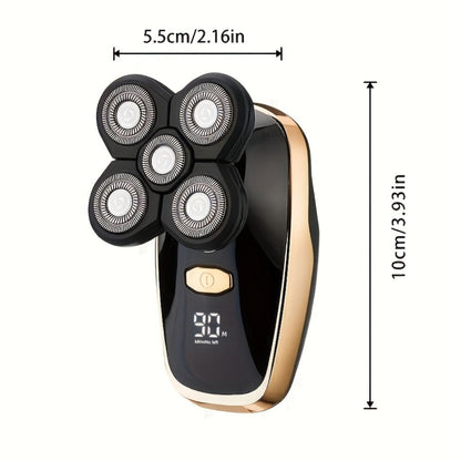 5-in-1 Electric Shaver Kit for Men Wet Dry Rotary Shaver – Bald Head Beard Nose Ear Trimmer with Digital Display