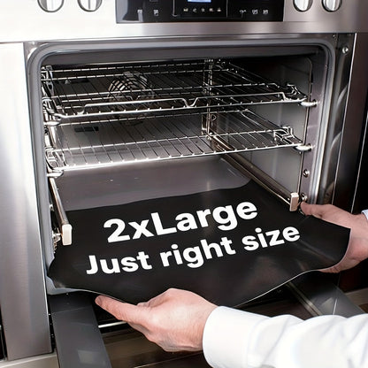 Nonstick Oven Liner Mat 2-Pack, Extra Large Reusable Oven Bottom Protector, PTFE Oven Mat for Electric Oven