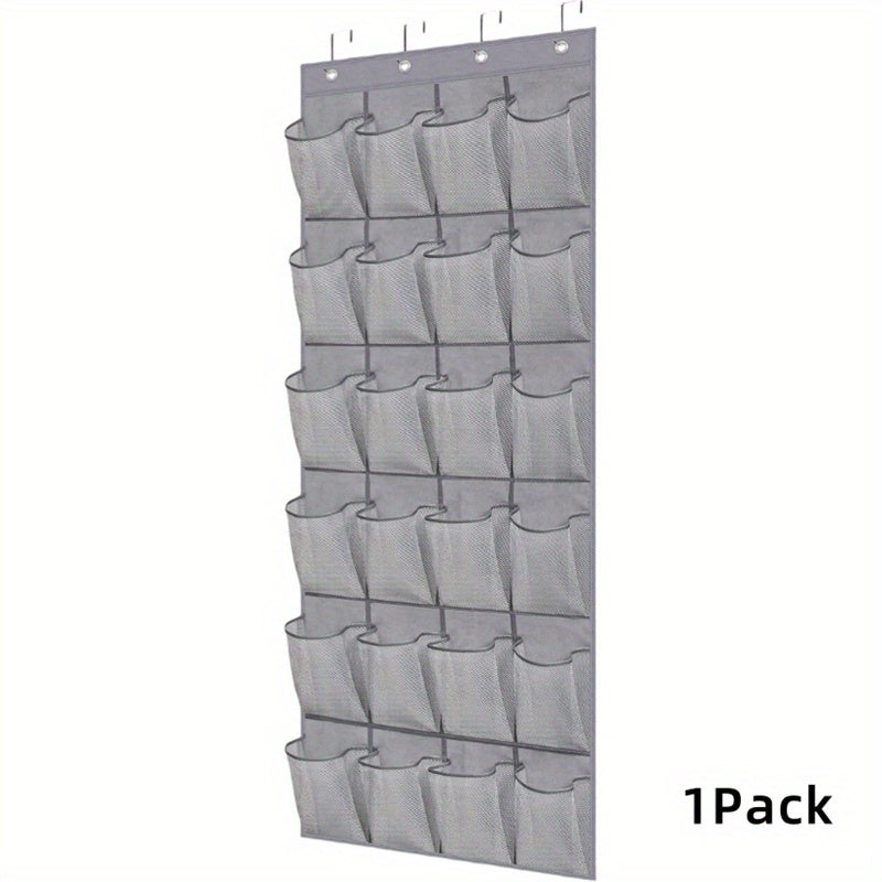 Over Door Shoe Organizer 24 Large Mesh Pockets, Foldable Breathable Hanging Storage Rack for Entryways, Bedrooms and Living Spaces