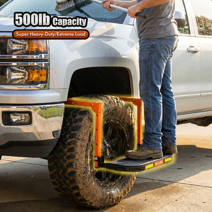 Tire Step Foldable Anti-Slip Thickened – 300 / 500 / 650 lb Capacity Adjustable Height for Truck SUV Trailer Maintenance