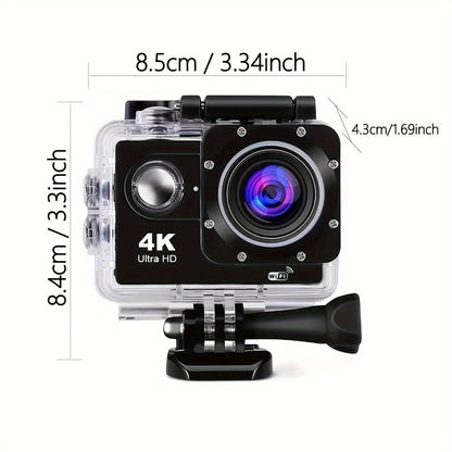 4K Sports Action Camera with WiFi, 170° Wide Angle, 32GB Card & Helmet Mount Kit – Pre-Recording, Remote Control, 900mAh Battery, 2" LCD