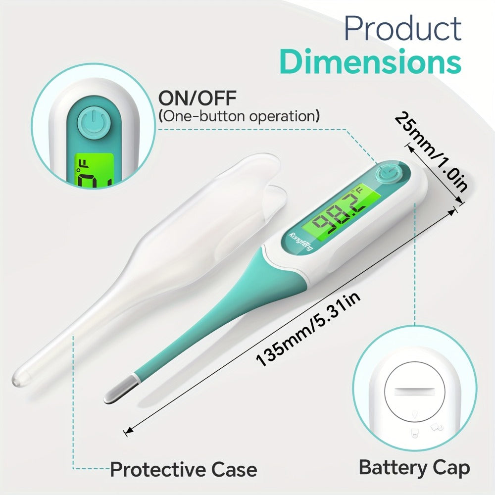 Digital Oral Thermometer for Adults & Kids, 8-Second Fast Read, Bendable Tip, 3-Color Fever Backlight