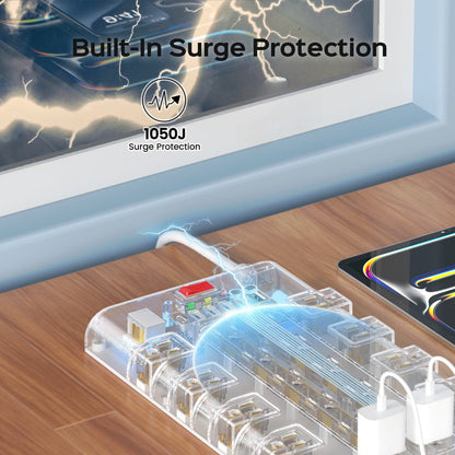 28-in-1 Surge Protector Power Strip, 22 AC Outlets & 6 USB Ports (1 USB-C), 5ft Extension Cord