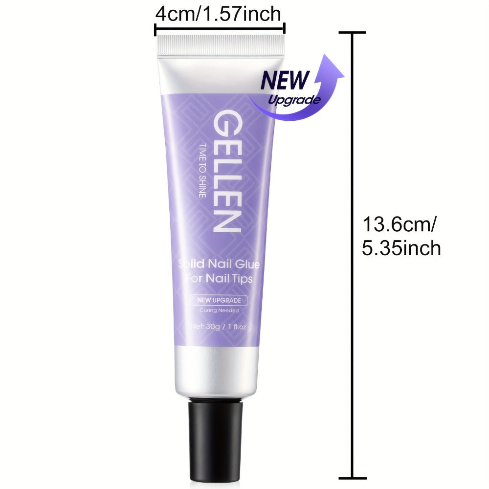 Solid Nail Glue Gel for Press On Nails 30g with UV Nail Lamp, Gel Nail Glue for Acrylic Nails, Gel Tips & 3D