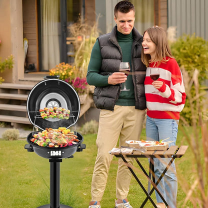 Electric Indoor Grill Smokeless Vertical Design 1.12 SqFt Griddle Warming Rack Adjustable Temp for Grilling, Camping and Outdoor Meals