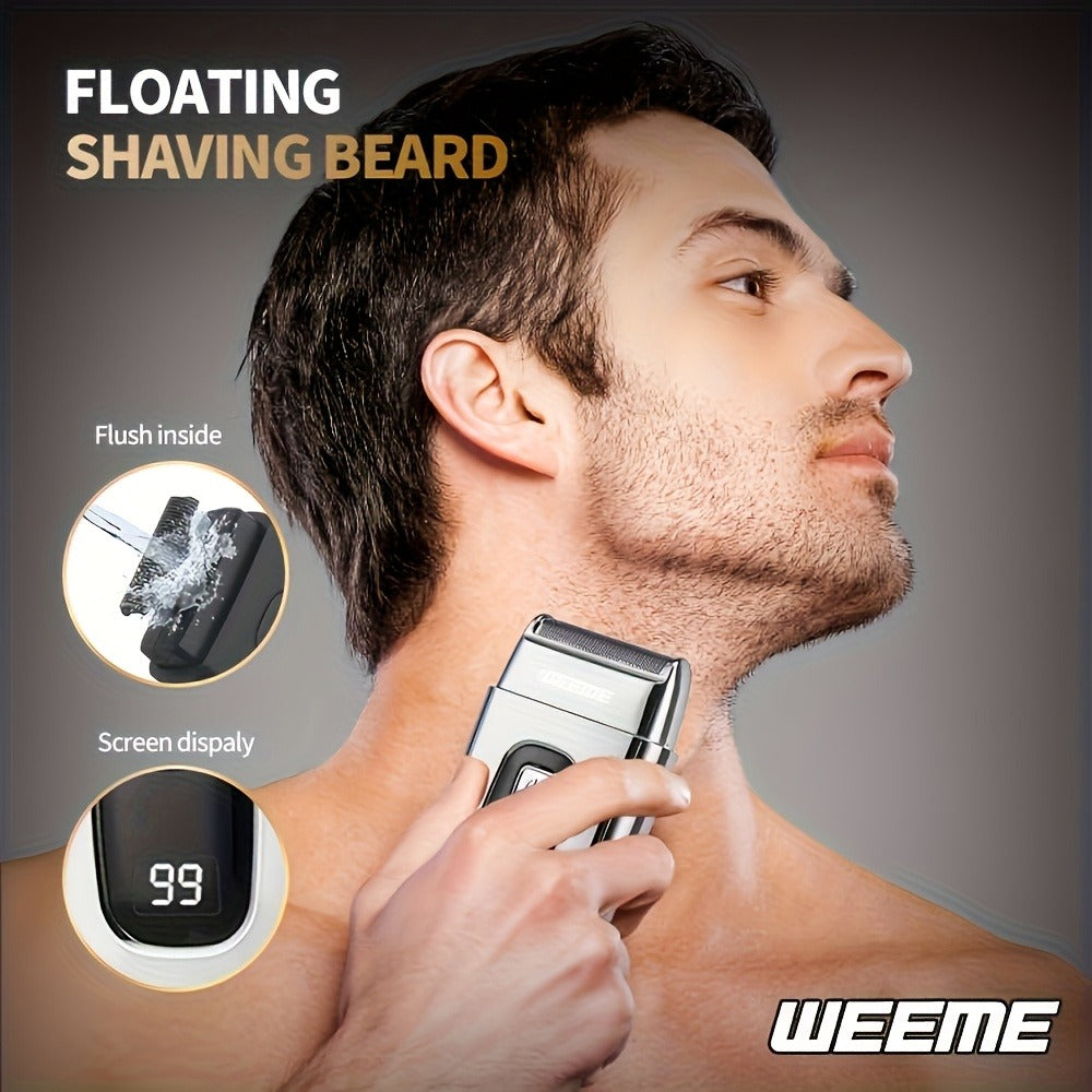 Hair Clipper WEEME Gold or Blue Three-Tool Grooming Set with LCD Display, USB Charging and Guide Combs