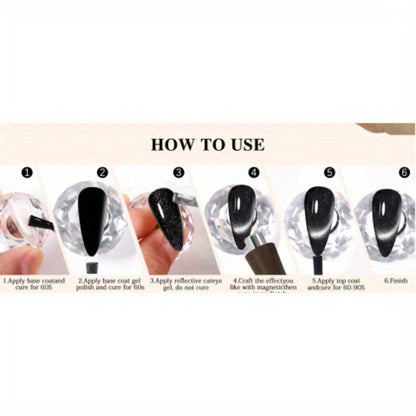 4-in-1 Y-Shaped Cat Eye Nail Magnet Stick Double Head – Heart & Multi-Pattern Magnetic Tool for Cat Eye Gel Polish Nail Art