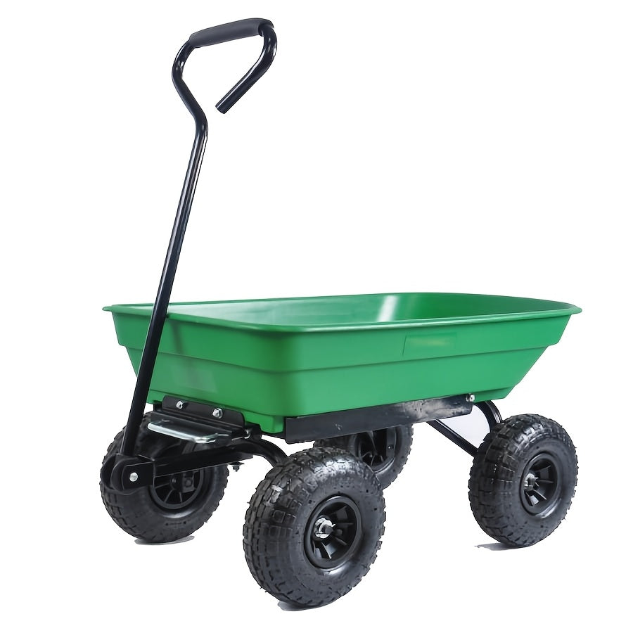 Garden Dump Cart, Steel Frame Pneumatic Tires Lawn Yard Farm Utility Wagon for Garden, Patio and Yard Use