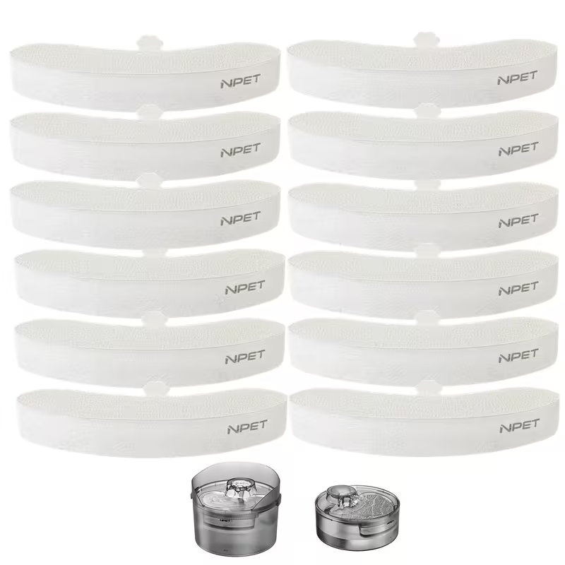 NPET DF10 Pet Water Fountain Replacement Filters – Multi-Pack Activated Carbon Filter Cartridges for Dog & Cat Water Fountain