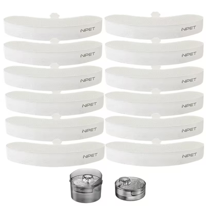 NPET DF10 Pet Water Fountain Replacement Filters – Multi-Pack Activated Carbon Filter Cartridges for Dog & Cat Water Fountain