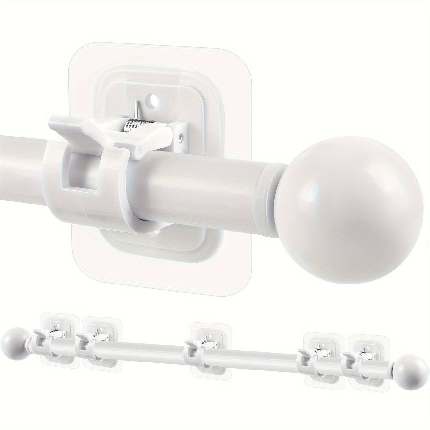 No-Drill Curtain Rod Set with Adhesive Brackets Renter Friendly 5/8 Inch Adjustable Window for Entryways, Bedrooms and Living Spaces