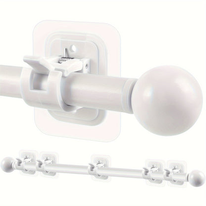 No-Drill Curtain Rod Set with Adhesive Brackets Renter Friendly 5/8 Inch Adjustable Window for Entryways, Bedrooms and Living Spaces