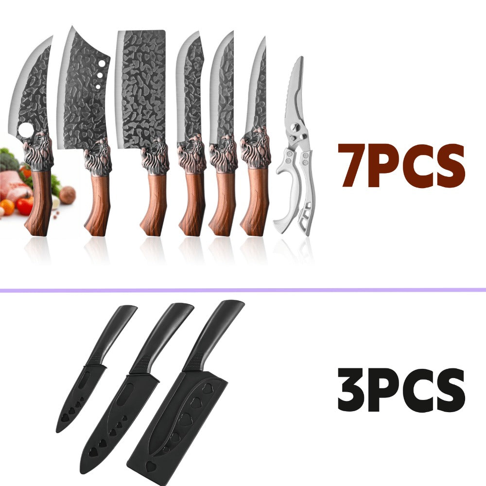 Kitchen Knife Set 7-Piece Stainless Steel Professional Chef Knives with Boning Slicing Carving Peeler Butcher Knife & Scissors