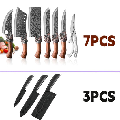 Kitchen Knife Set 7-Piece Stainless Steel Professional Chef Knives with Boning Slicing Carving Peeler Butcher Knife & Scissors