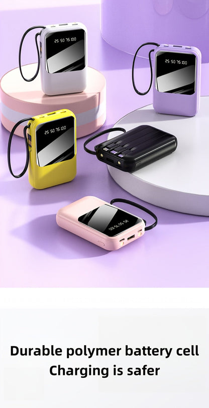 Power Bank 10000mAh Mini with Built-In Cable Set, 5W/15W/22.5W Variants, LED Light and Digital Display
