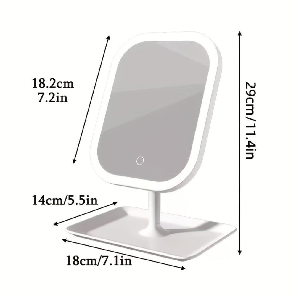 LED Makeup Mirror with Lights Rechargeable, Foldable Lighted Vanity Mirror 3 Color Modes Touch Dimming Portable Stand