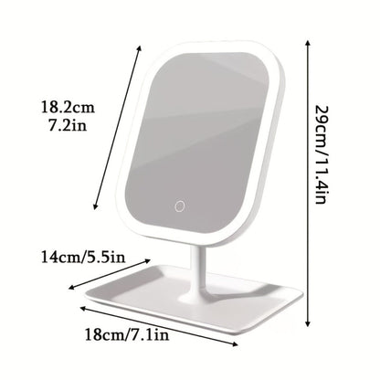 LED Makeup Mirror with Lights Rechargeable, Foldable Lighted Vanity Mirror 3 Color Modes Touch Dimming Portable Stand