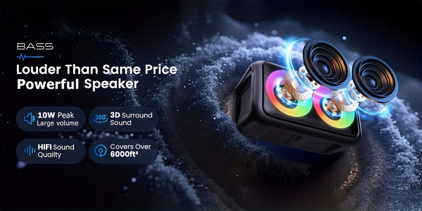 Portable Bluetooth Speaker Kinglucky Karaoke Model with 5.2 Wireless, RGB Lights, Included Mic, USB, TF and FM