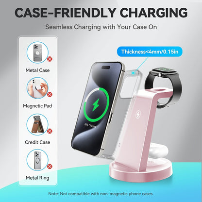 Wireless Charging Station, 3-in-1 Multi-Style Dock for iPhone, Samsung Galaxy, Apple Watch and AirPods