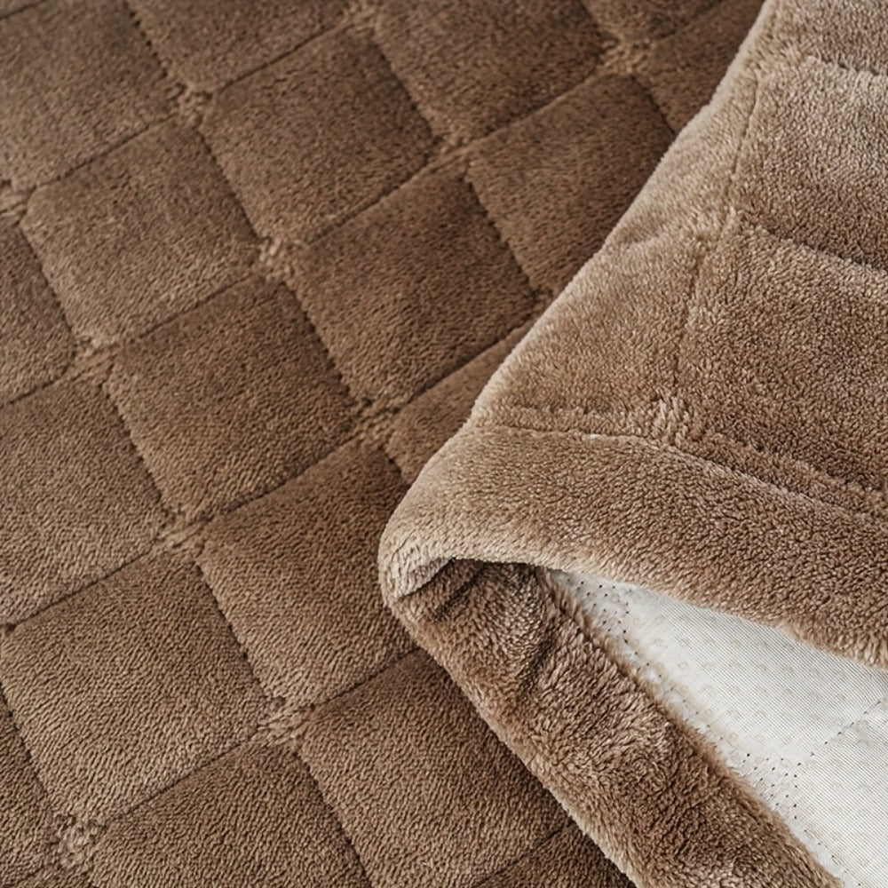 Sofa Cushion Cover Flannel Non-Slip Bohemian Style Soft Plush Couch Cover – Machine Washable Solid Color Slipcover for 2/3/4-Seater Sofa