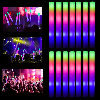 LED Glow Sticks Party Set, Foam Glow Sticks with 3 Light Modes, Glow Glasses, Headbands & Finger Lights for Rave