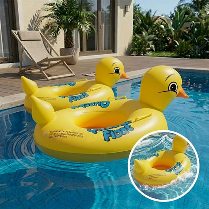 Pool Float Duck-Shaped Ring with Two Built-In Handles and One, Two or Four-Piece Pack Selections