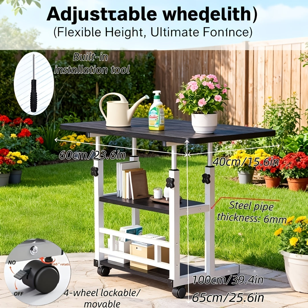 Garden Workbench, Adjustable Metal Potting Table Patio Outdoor Indoor for Garden, Patio and Yard Use
