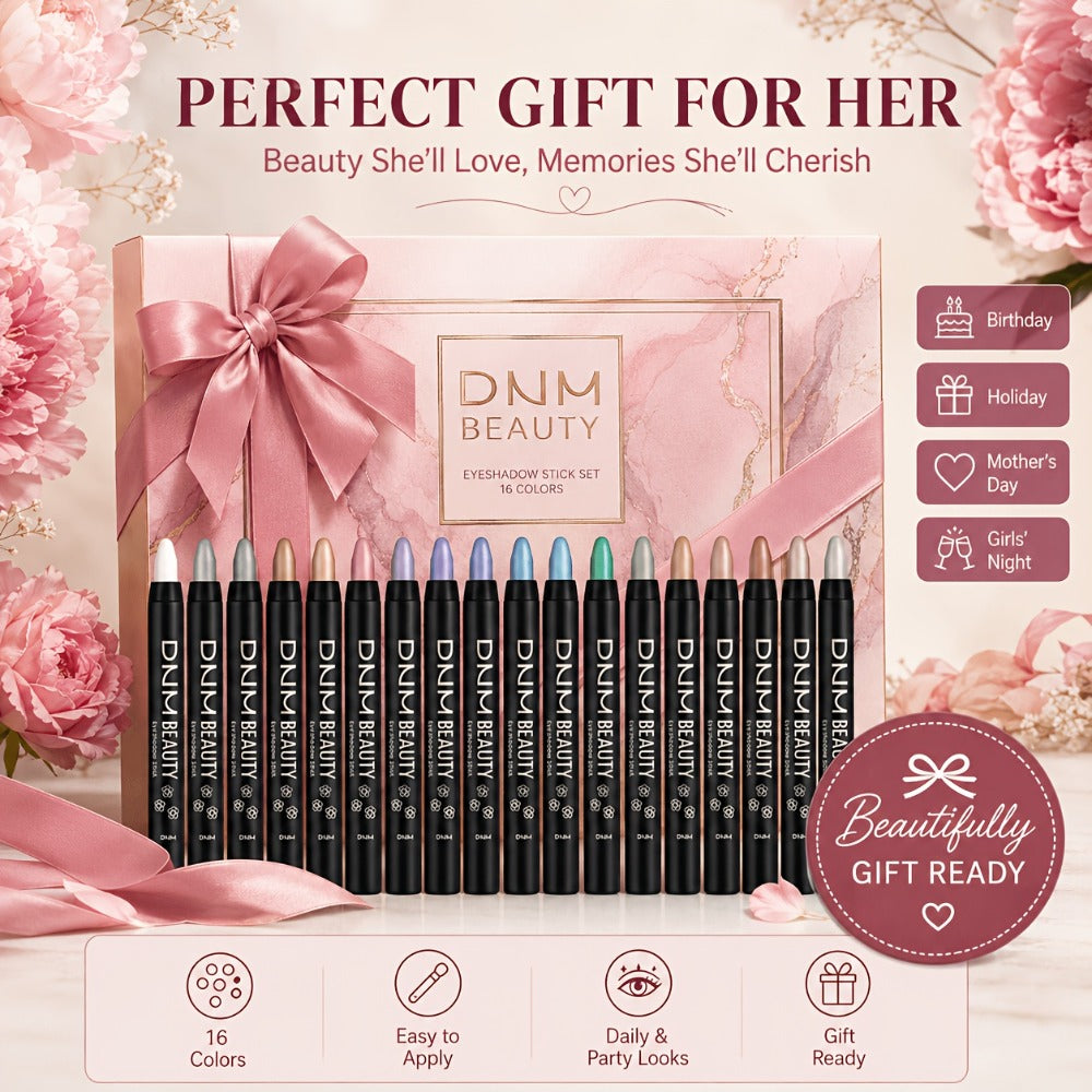 Highly Pigmented Eyeshadow Stick Set 16 Colors Waterproof Matte & Shimmer Eye Makeup Pencil Kit