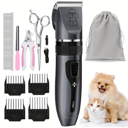 Pet Hair Clipper Kit, KALHELA USB-Rechargeable Trimmer with Ceramic Blade and Eight Color or Accessory Options