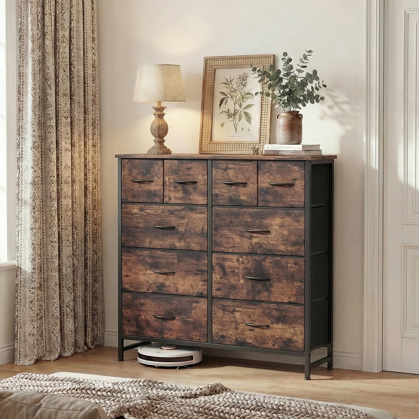 Dresser shown in the 10 Drawers Brown, 9 Drawer Dresser option