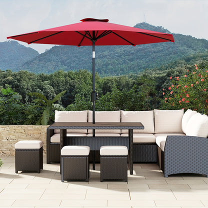 Patio Umbrella shown in the Red, 9FT option
