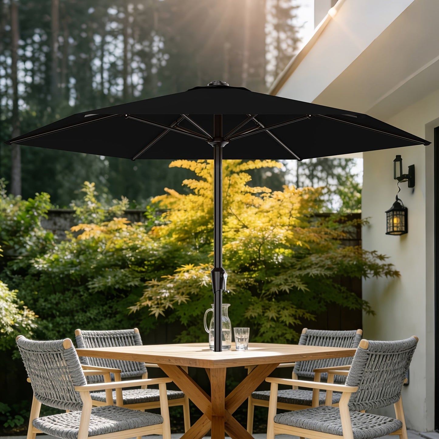 Patio Umbrella shown in the Black, 9FT option