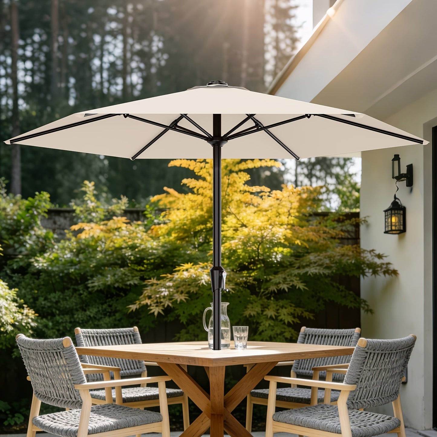 Patio Umbrella shown in the Cream White, 9FT option