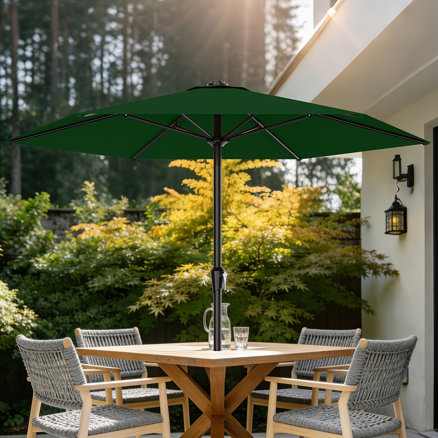 Patio Umbrella shown in the Dark Green, 9FT option