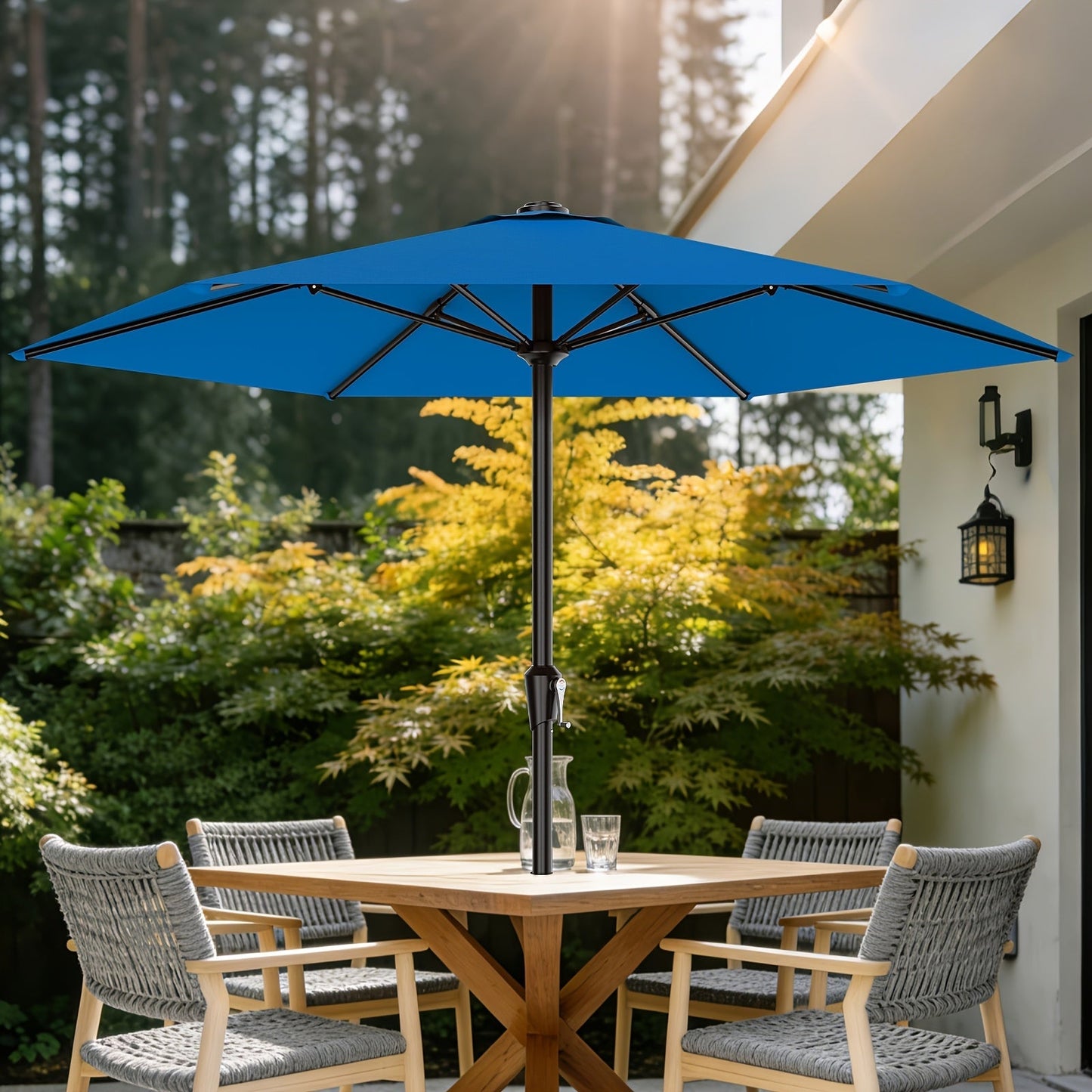 Patio Umbrella shown in the Royal Blue, 9FT option