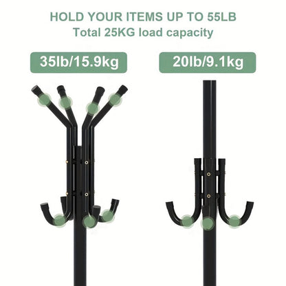 9-Tier Freestanding Coat Rack with Tool-Free Assembly for Entryway detail image - detail view 9