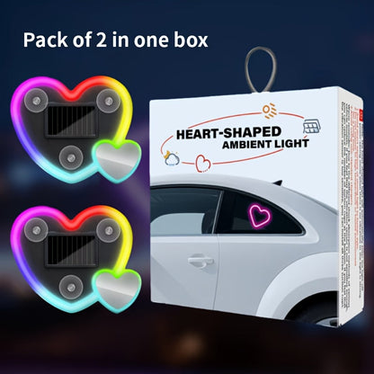 Car Interior Neon Heart Lights Solar USB Rechargeable 5 Lighting Modes Vibration-Sensing Auto On/Off Dashboard Decoration for Cars Trucks