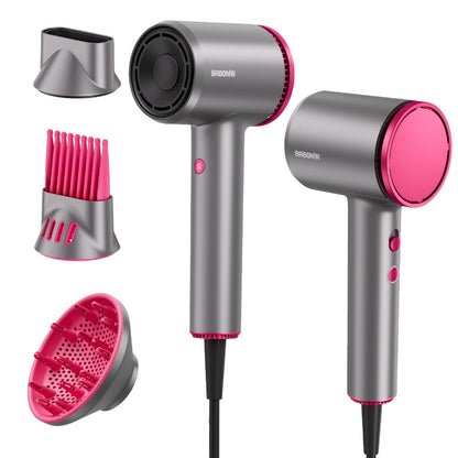 FZ201-Style 1875W Hair Dryer with Circular Rear Intake, Gray or White Finish and Three Pictured Attachments
