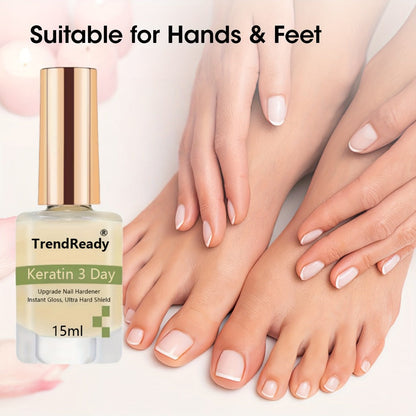Nail Hardener 2 Bottles Extra Strong & Jelly Nude – Keratin Ridge Filler Base Coat for Weak Damaged Brittle Nails